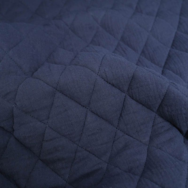 Solid Navy Double Gauze Quilted Blanket - Maison Klem
